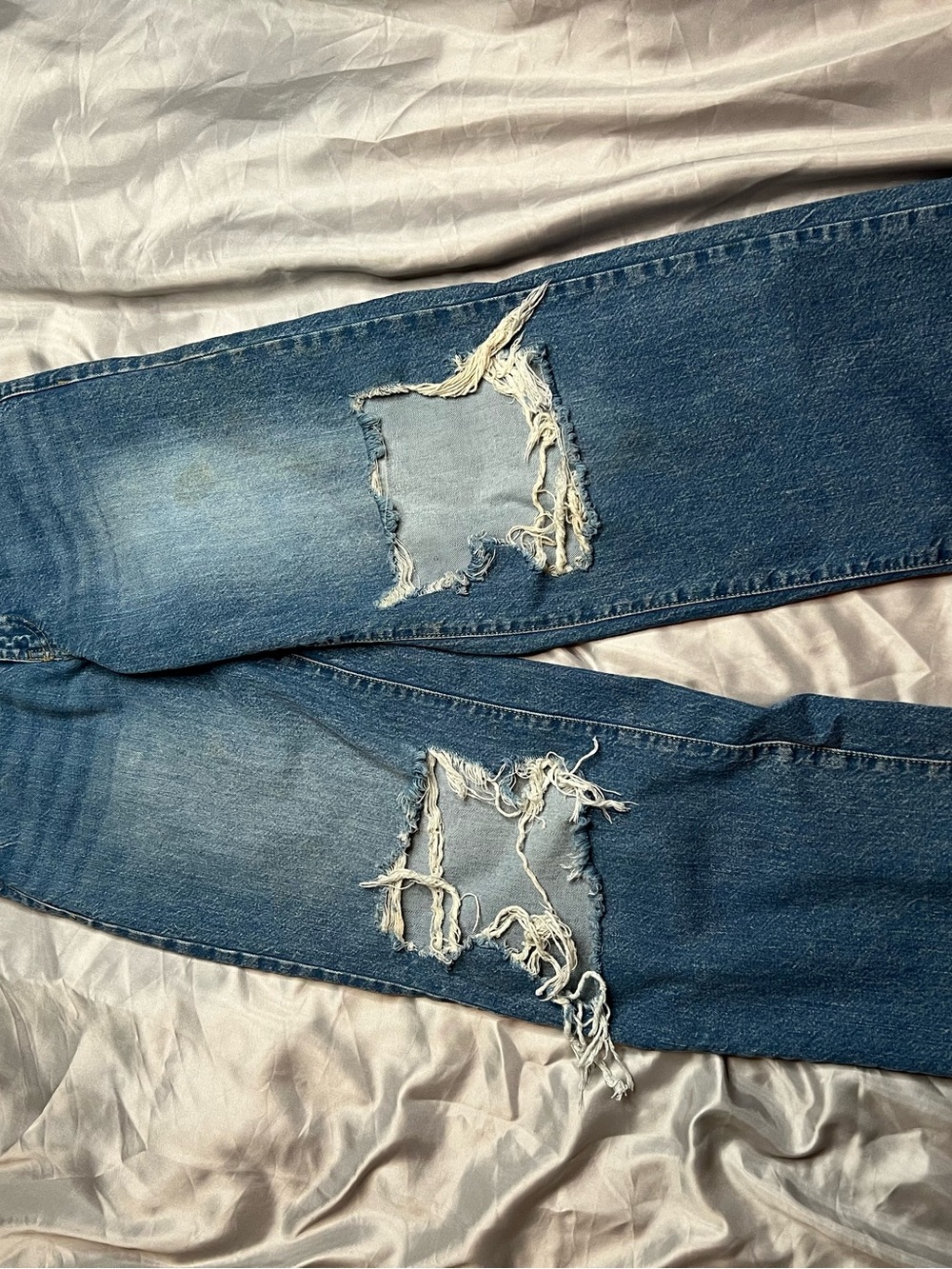 Indigo Rein High Rise Blown-Out Distressed Skater Wide Leg Jeans